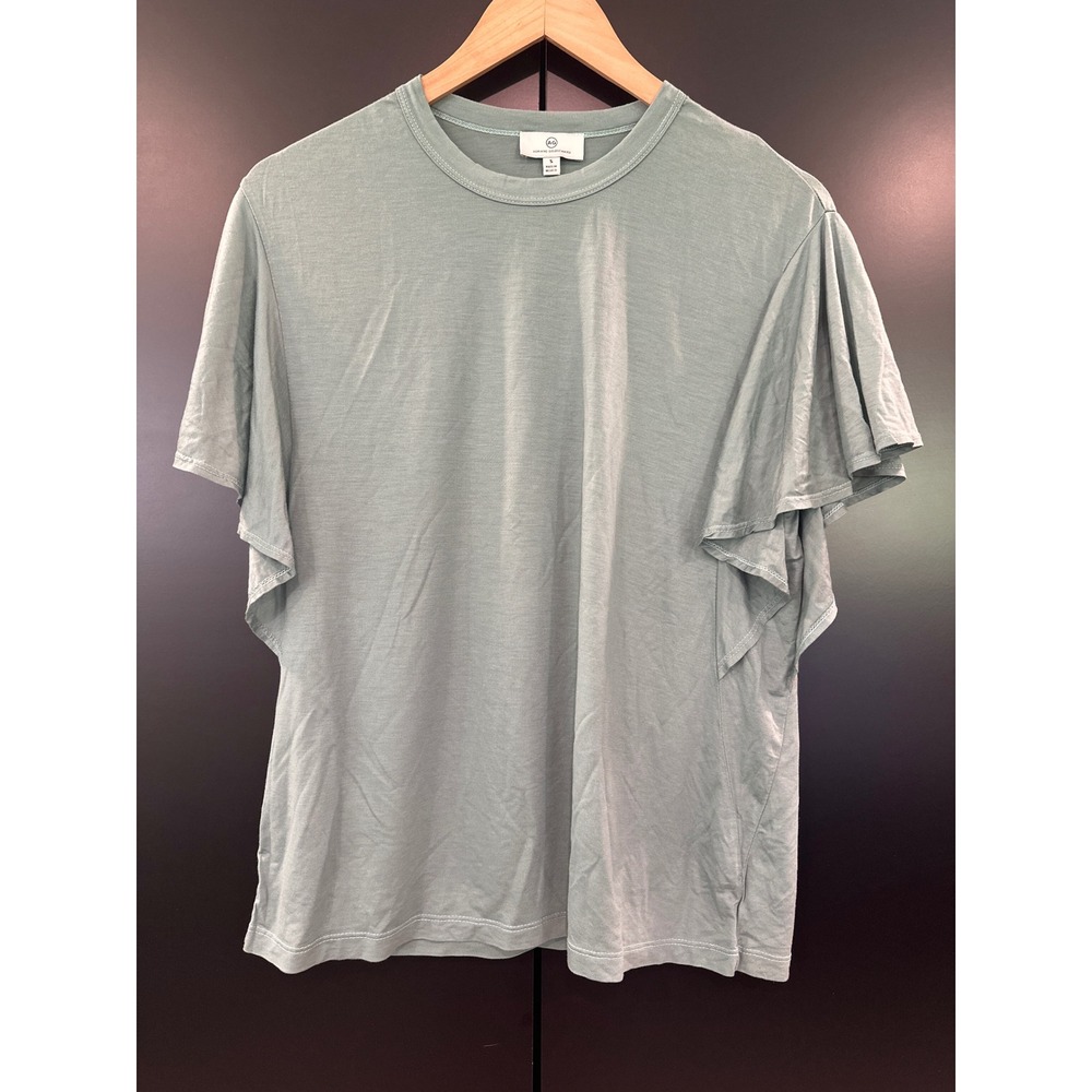 AG Adriano Goldschmied Women Sage Green Flutter Sleeve T-Shirt Size S NWT